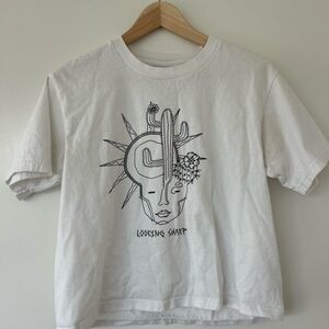 Rare White Graphic T-Shirt with Cactus Design from Octopied Mind (Canada)